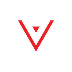 letter v triangle arrow geometric logo vector