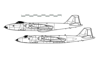 English Electric Canberra. Outline vector drawing