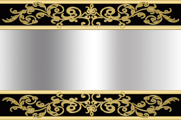 vintage background with golden frame on a black background