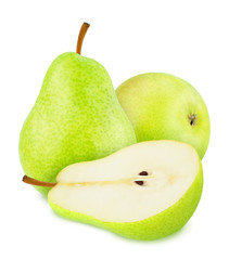 Composition with Green Pears Isolated on White Background