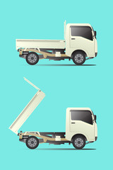 Mini truck, small transport vehicle Near-term cargo transportation Created from a vector program