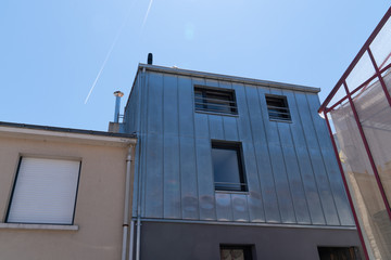 old fisherman house with a facade in metal cladding in Trentemoult city France