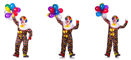 Funny male clown isolated on white