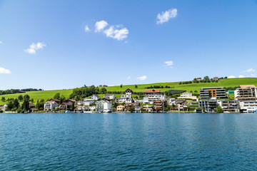 Beautiful Swiss village on the lake