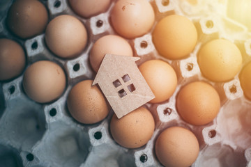 Home loan concept ,Home protecting insurance concept ,Paper house, family home