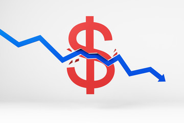 Abstract arrow breaking dollar