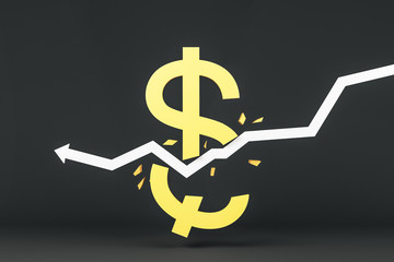 Creative arrow breaking dollar sing