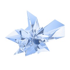 Abstract 3D low poly refraction graphic design element. Blue color
