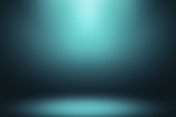 Abstract background with blurry stage in turquoise and dark colors.