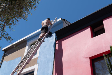 painted painter craftsman colorful houses in Trentemoult village in France