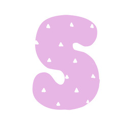 s Decorated letter. flat style. Cartoon children letter S