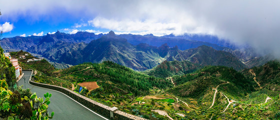 Breathaking mountain views of Grand Canary island. Artenara village. Canary islands of Spain
