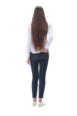 rear view. young woman with long hair