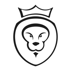 Lion king icon in flat style and geometric forms.