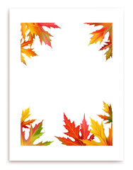 Maple leaves. Autumn background. Red. Yellow. Green. Vector illustration.