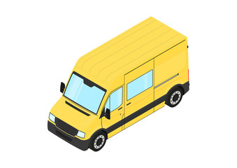 Yellow Van. Modern van on a white background. Isometric view. Flat vector.