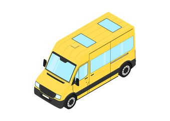 Yellow Van. Modern van on a white background. Isometric view. Flat vector.