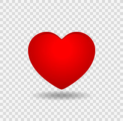 Heart Red Color Happy Valentine's Day Greeting Template Isolate On transparent Background,Vector Illustration