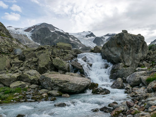 view of mountains and glaciers, lots of rocks