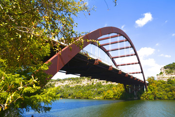 Pennybacker Bridge In Austin, Texas is a through arch bridge across Lake Austin