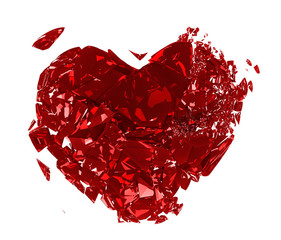 Luxury crystal red fragmented heart