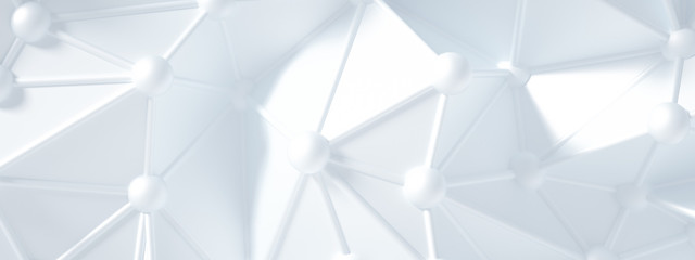 White background with crystals, triangles. 3d illustration, 3d rendering.