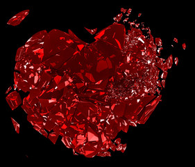 Glamorous brilliant red fragmented heart