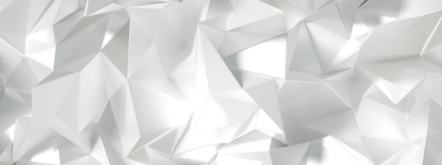 Naklejka na ściany i meble White background with crystals, triangles. 3d illustration, 3d rendering.