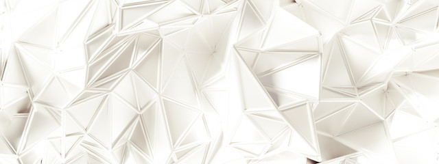 White background with crystals, triangles. 3d illustration, 3d rendering.