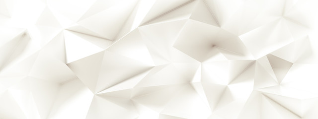 White background with crystals, triangles. 3d illustration, 3d rendering.