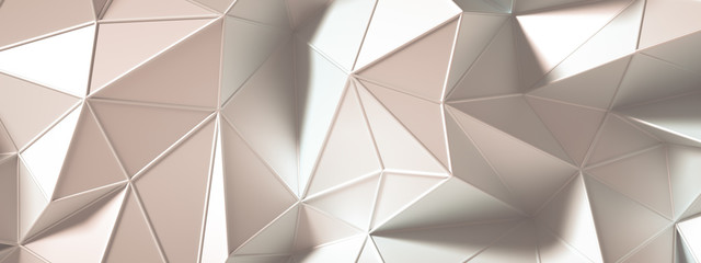 Beige background with crystals, triangles. 3d illustration, 3d rendering.