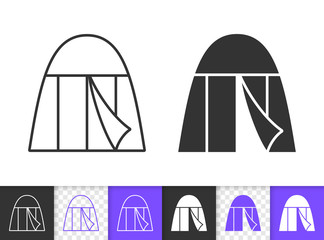 Camp tent summer awning black line vector icon