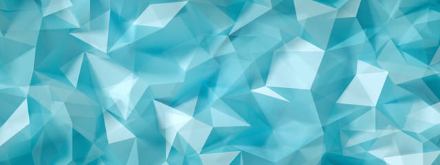 Obraz premium Blue, turquoise background with crystals, triangles. 3d illustration, 3d rendering.