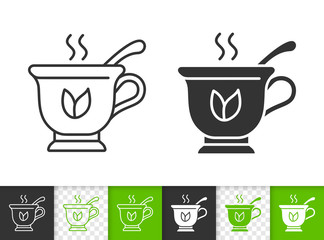 Tea cup glass mug simple black line vector icon