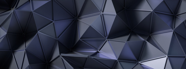 Black gray background with crystals, triangles. 3d illustration, 3d rendering.