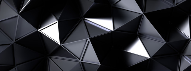 Fototapeta premium Black gray background with crystals, triangles. 3d illustration, 3d rendering.