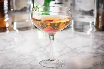 classic cocktail, manhattan on marble background