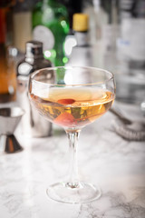 classic cocktail, manhattan on marble background