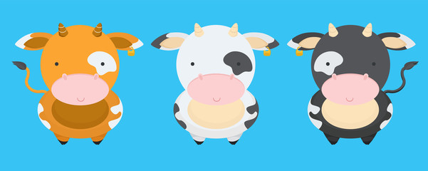 Cute, little, funny set of cows smiles