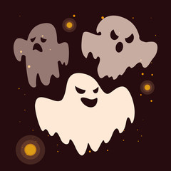 Fototapeta premium set of halloween ghosts with horror faces