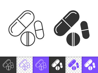 Pill drug medicine pharmacy black line vector icon