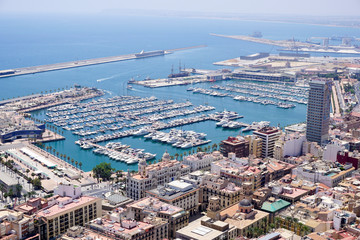 Aerial view of the port of the port of Alicante in Spain
