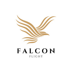 Eagle Elegant Logo.Flat Line Style.Flying Eagle Vector Illustration Symbol.Modern Design