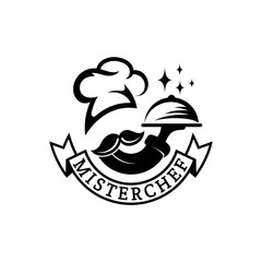 chef logo.flat style.food restaurant mascot vector.vintage retro design