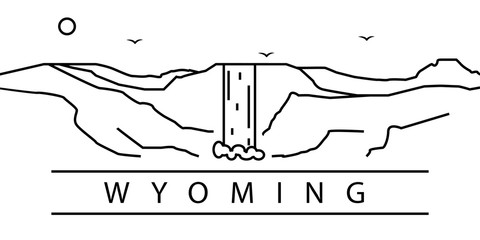 Wyoming city line icon. Element of USA states illustration icons. Signs, symbols can be used for web, logo, mobile app, UI, UX