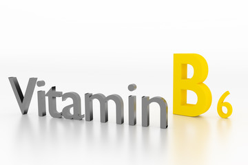 Vitamin B6 sign on white clean surface, 3D Illustration