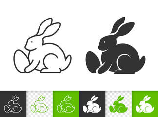 Easter bunny egg simple black line vector icon