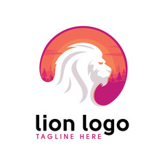 Lion Logo Circle Landscape Logo