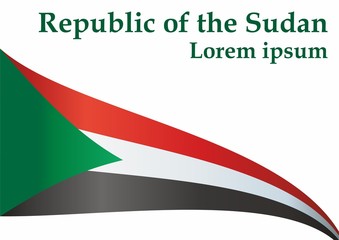Flag of Sudan, Republic of the Sudan, is a country in Northeast Africa. Template for award design, an official document with the flag of Sudan. Bright, colorful vector illustration.