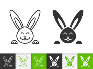 Easter bunny rabbit simple black line vector icon